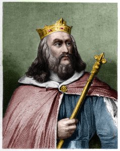 Clotaire (Clothaire) II (584 - 628), Neustria királyának és a frankok királyának portréja - Lavallee „” Histoire des Francais” című könyvében, metszet, sd. alkotó: French School