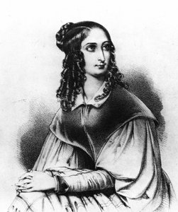 Flora Tristan portréja 1839-ben, Gauguin nagymamája, 1845. november 14-én halt meg Bordeaux-ban - metszet alkotó: French School