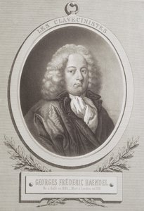 George Frederick Handel (1685-1759) portréja, egy kotta előlapja alkotó: French School