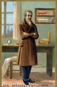 George Stephenson (1781-1848) portréja. A 19. század végének kromolitográfiája. alkotó: French School