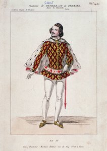 Gilbert Duprez francia tenor és zeneszerző portréja Gaetano Donizetti "La Favorite" című művében (színes metszet) alkotó: French School