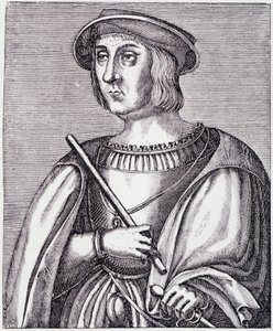 Jacques II de Chabannes (La Palice) (1470-1525) portréja, metszet Paul Lacroix "Louis XII et Anne de Bretagne" című művéből, szerkesztette Georges Hurtrel. alkotó: French School