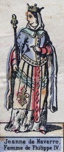 A navarrai Jeanne Iere (1273-1304), IV. Fülöp francia feleségének portréja. (Kapetiai dinasztia). 19. század végi illusztráció. alkotó: French School