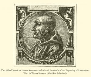Jerome Savonarola portréja (metszet) alkotó: French School