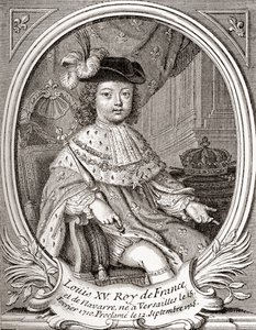 XV. Lajos gyermekkori portréja, 1710 1774. Bourbon uralkodó, aki Franciaország és Navarra királyaként uralkodott. Az 1908-ban megjelent Les Heures Libresből. alkotó: French School