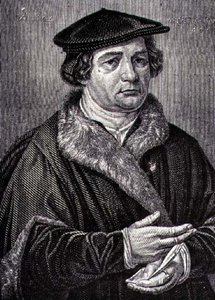 Luther Márton (1483-1546) német vallási reformátor portréja (metszet) alkotó: French School