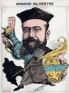 Paul Armand (Paul-Armand) Silvestre (1837-1901), francia költő portréja – mások (Collignon és Tocqueville) rajzfilmje a „Les Hommes d