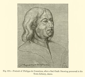 Philippe de Commines portréja, a Városi Könyvtárban őrzött vörös krétás rajz után, Arras (metszet) alkotó: French School