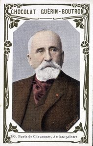Pierre Puvis de Chavannes francia festő (1824-1898) portréja. Guérin - Boutron csokoládék vignettája alkotó: French School