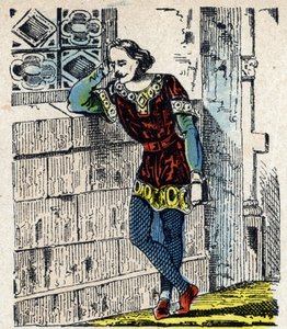 Károly Alsó-Lotharingie hercegének (I. Lotaringiai Károly) (953-991) portréja Orleansban van 991-ben (Charles, Alsó-Lotaringia hercege bebörtönözte Hugh Capet Orleansban, ahol nem sokkal később, 991-ben meghalt) Epinal képe 19. századi Privát alkotó: French School