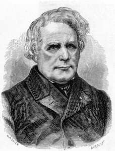 Ruhmkorff Heinrich Daniel (1803 - 1877), fizikai műszerek (az indukciós készülékek) építő, német szerelő és villanyszerelő portréja - a Tudományos albumban; jeles tudósok; Nagy felfedezések””” 1896. alkotó: French School