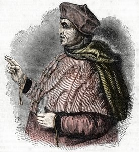 Eveque Pierre Cauchon (1371-1442) portréja, a Joan of Arc eljárás engedélyezésre jogosult tisztje (Pierre Cauchon beauvais-i püspök portréja) Metszet alkotó: French School