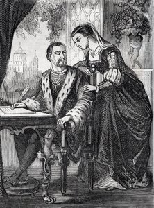 Henri II (1519-1559) és Diane de Poitiers (1499-1566) francia király portréja” (II. Henrik francia király és Diane of Poitiers portréja) - metszet - alkotó: French School