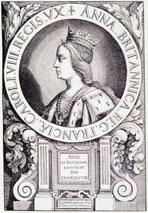 Bretagne-i Anna francia királynő (1477-1514) portréja. Metszet Paul Lacroix „XII. Lajos és Anne de Bretagne”-ból, szerk. Georges Hurtrel alkotó: French School
