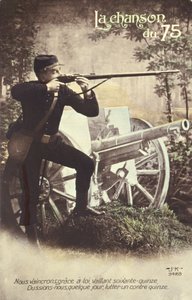 A 75-ös dalt ábrázoló képeslap, 1914-18 alkotó: French School