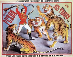 Adrien Pezon és tigrisei reklámplakát, 1897 körül