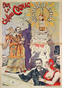 A konyakot mint a megbékélés előmozdítóját hirdető plakát, 1890-95