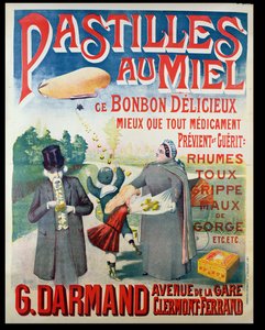 Pastilles au Miel reklámplakát, mézes pasztilla, G. Darmand