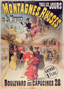 Plakát, amely a Montagnes Russes hullámvasutat hirdeti a Boulevard des Capucines-ban, Párizs, 1888 alkotó: French School