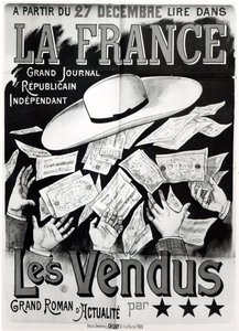 A Panama-üggyel foglalkozó Les Vendus című regényt reklámozó plakát c. 1892-95 alkotó: French School