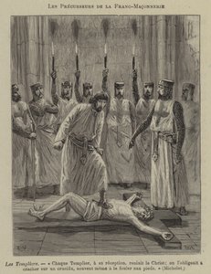 A szabadkőművesség elődjei: a Templomos Lovagok (metszet) alkotó: French School