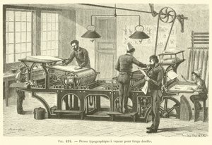 Gőznyomógép kettős nyomtatáshoz (gravírozás) alkotó: French School