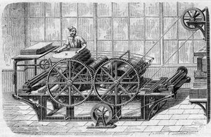 Újságnyomtatás: mechanikus prés nyomatok nyomtatásához alkotó: French School