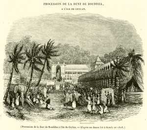 Buddha fogának körmenete Ceylon szigetén (metszet) alkotó: French School