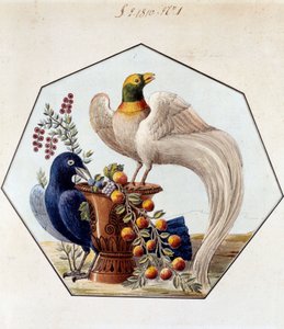 Alexandre Brongniart (1770-1847) projekt a porcelán madárasztalhoz. 1810 Sevres, a Manufacture de Sevres archívuma alkotó: French School