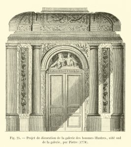 Dekorációs projekt az illusztris férfiak galériájához, a galéria déli oldalán, Pietre, 1778 alkotó: French School