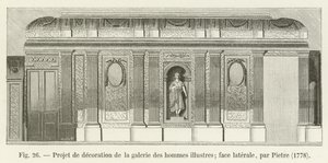 Dekorációs projekt jeles férfiak galériájához; oldallap, Pietre, 1778 alkotó: French School
