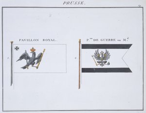 Porosz zászlók, egy francia zászlóskönyvből, 1819 körül alkotó: French School