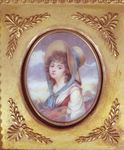 Pulcherie de Valence mákkal és búzavirággal ellátott búzaszálat cipelő c. 1783 (wc) alkotó: French School