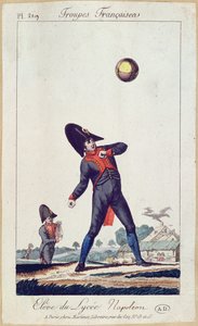 Napóleon líceus tanítványa labdázik, 1805 körül (színes metszet) alkotó: French School