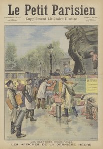 Plakátok kihelyezése a francia helyhatósági választásokra (színes litó) alkotó: French School