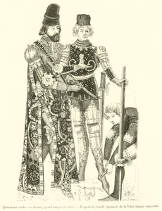 Tizenötödik század, Prince, Grand Esquire és inas (metszet) alkotó: French School