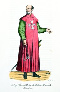 Raymond de Puy (1120-5860) A Jeruzsálemi Szent János Lovagrend első nagymestere, Helyot atya illusztrációja a szerzetesrendek története és viseleteiből, 1842 alkotó: French School