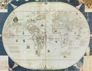 Rc C 2487 világtérkép, tervezte: Sebastien Cabot (c.1476-1557), 1544