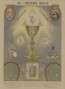 Krisztus valódi jelenléte az Eucharisztiában (színes litho) alkotó: French School
