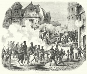 Lázadás Frankfurtban, Németországban, 1848 szeptemberében alkotó: French School