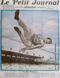 Rekord magasugrás a 8. Olimpiai Játékokon, Párizs, 1924, borítóillusztráció a Le Petit Journalból, 1924. július 20.