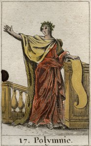A Polyhymnia, a szent himnusz és az ékesszólás múzsája ábrázolása. Pierre Blanchard „Az ifjúság mitológiájából” 1803-ból. alkotó: French School