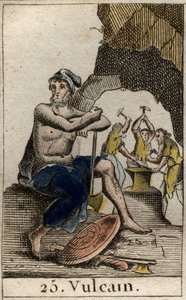 Vulkánt, a tűz, a kovács és a vulkánok istenét ábrázolja. (Vulkán, a tűz és a vulkánok istene). Pierre Blanchard „Az ifjúság mitológiájából”, 1803. alkotó: French School