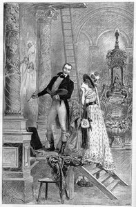A Tosca ábrázolása, viktoriánus Sardou drámája a Theater de la Porte Saint Martinban 1887-ben. Itt az 1. felvonás, a St. Andrea templom Dumenyvel és Henriette Rosine Bernarddal, Sarah Bernhardt (1844-1923) néven. alkotó: French School