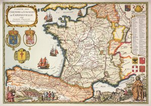 A komposteli Szent Jakab útvonaltérkép reprodukciója, amelyet eredetileg D.Serveaux vésett 1648-ban