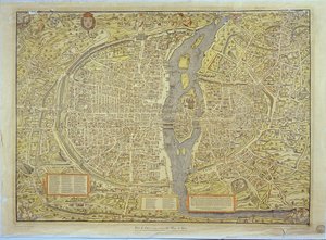 Párizs bázeli térképének reprodukciója, amelyet eredetileg 1552-59-ben készítettek