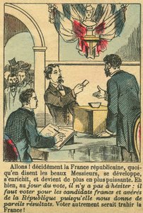A köztársasági Franciaország megérdemelte a franciák szavazatát. Metszet, a "Le Figaro" mellékletéből, 1889. március 30-án, Párizsban. Coll. Selva. alkotó: French School