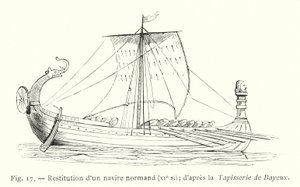 Egy normann hajó visszaszolgáltatása, 11. század; a Bayeux-i kárpit után (metszet) alkotó: French School