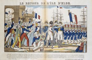 Bonaparte Napóleon (1769-1821) visszatérése Elba szigetére 1815-ben. Epinal képe alkotó: French School