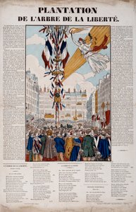 1848-as forradalom: a Szabadságfa ültetvénye 1848. március 25-én. 1848-as metszet Párizs, Musee Carnavalet alkotó: French School